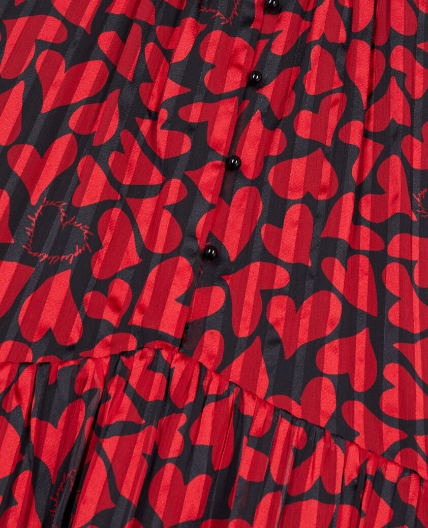 The Kooples WOMEN BLACK - RED short pleated heart print dress