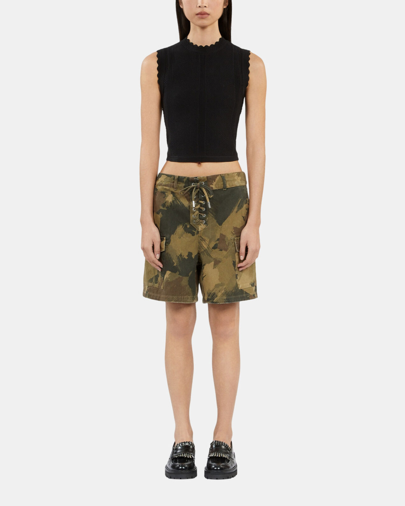 The Kooples WOMEN CAMOUFLAGE camouflage denim shorts