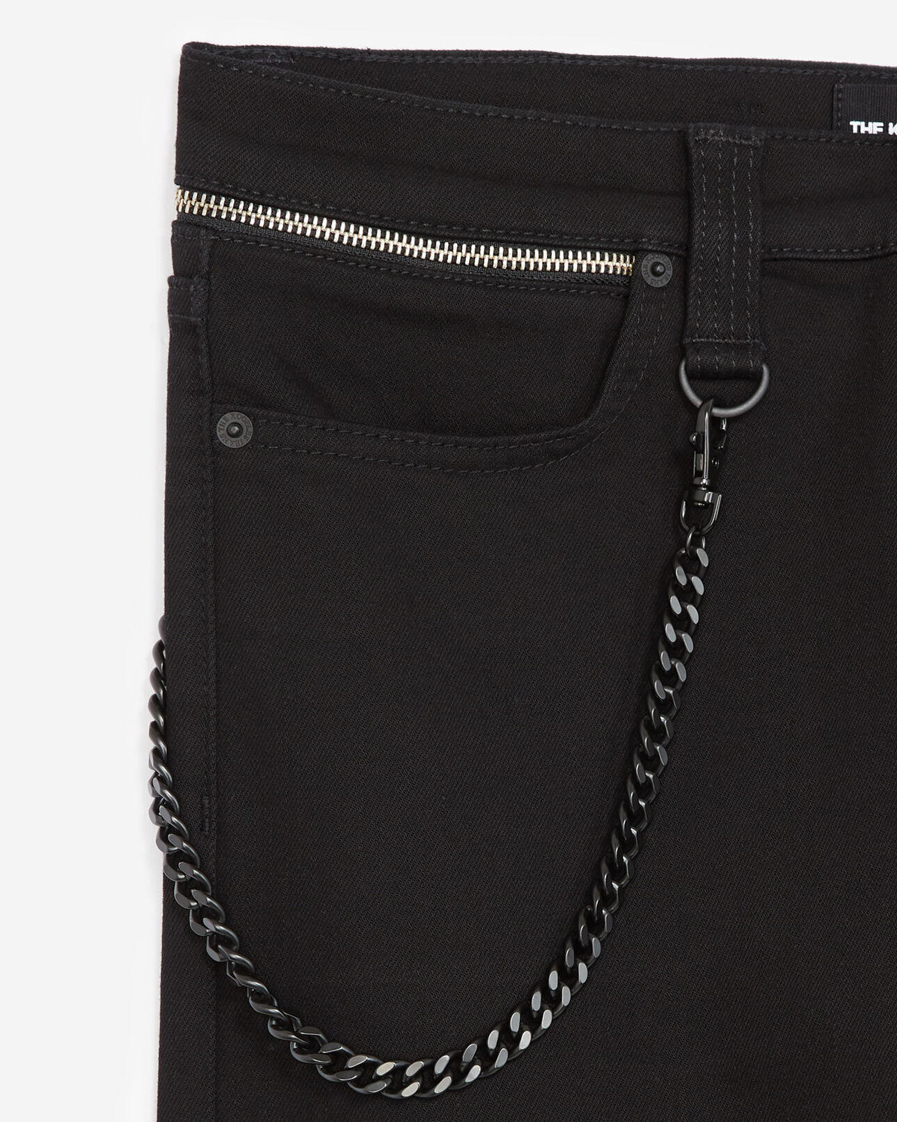 The Kooples MEN BLACK skinny black cotton jeans with chain