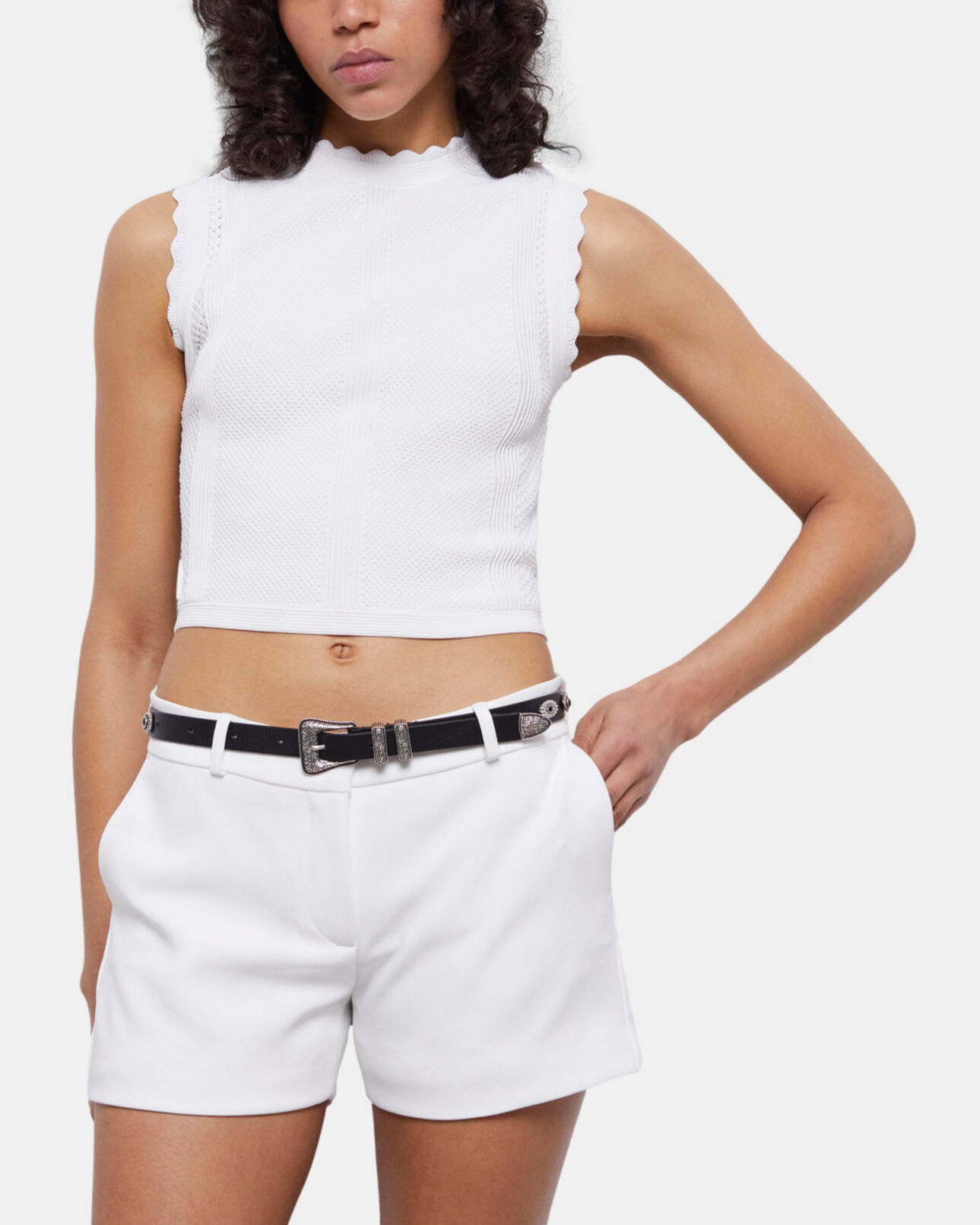 The Kooples FEMME ECRU short tailleur blanc en crêpe