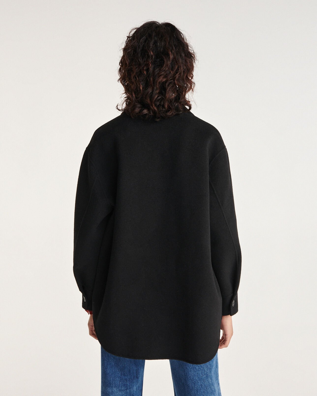 The Kooples WOMEN BLACK overshirt-style black wool jacket
