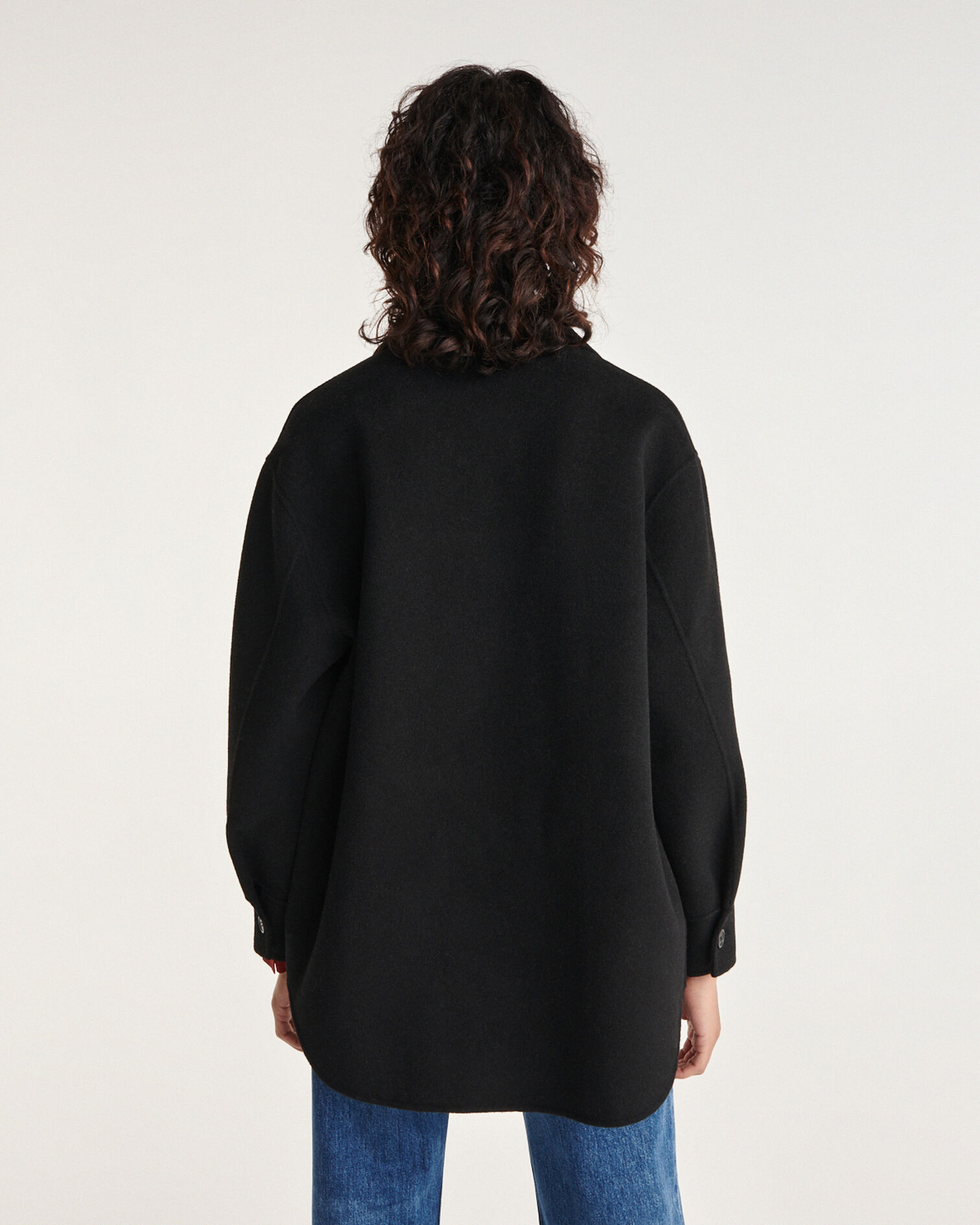 Overshirt-style black wool jacket, BLACK, hi-res image number null