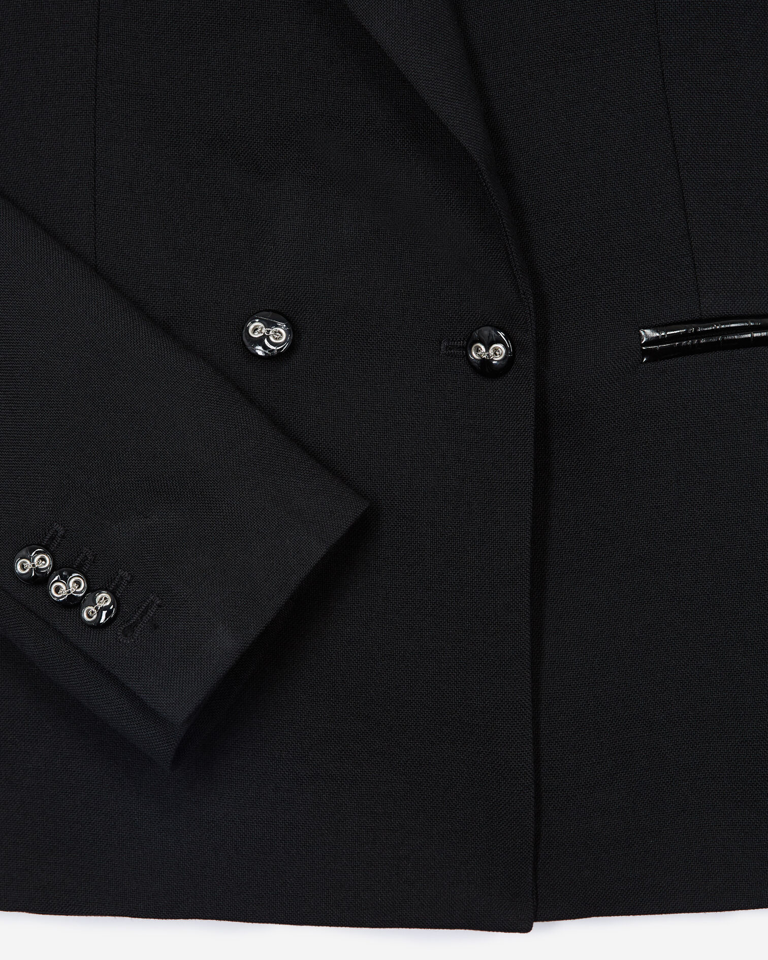 Veste laine noire détail cuir façon croco, BLACK, hi-res image number null