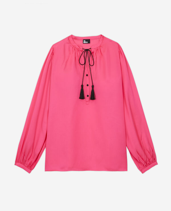 blouse satinée rose