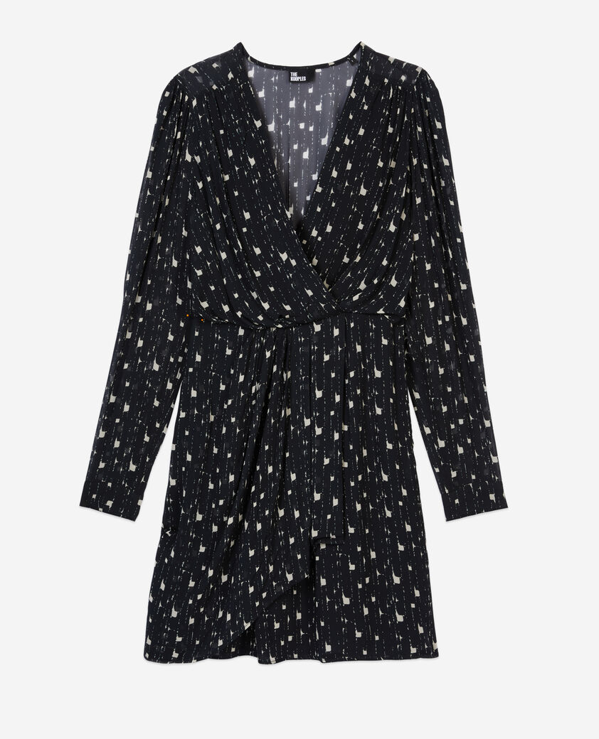 The Kooples FEMME BLACK WHITE robe courte imprim&eacute;e