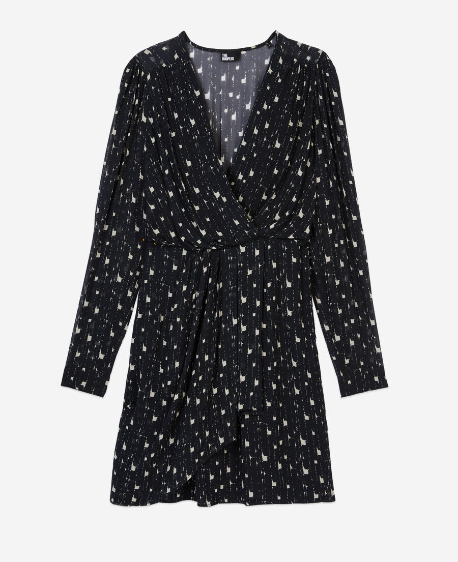 The Kooples FEMME BLACK WHITE robe courte imprim&eacute;e