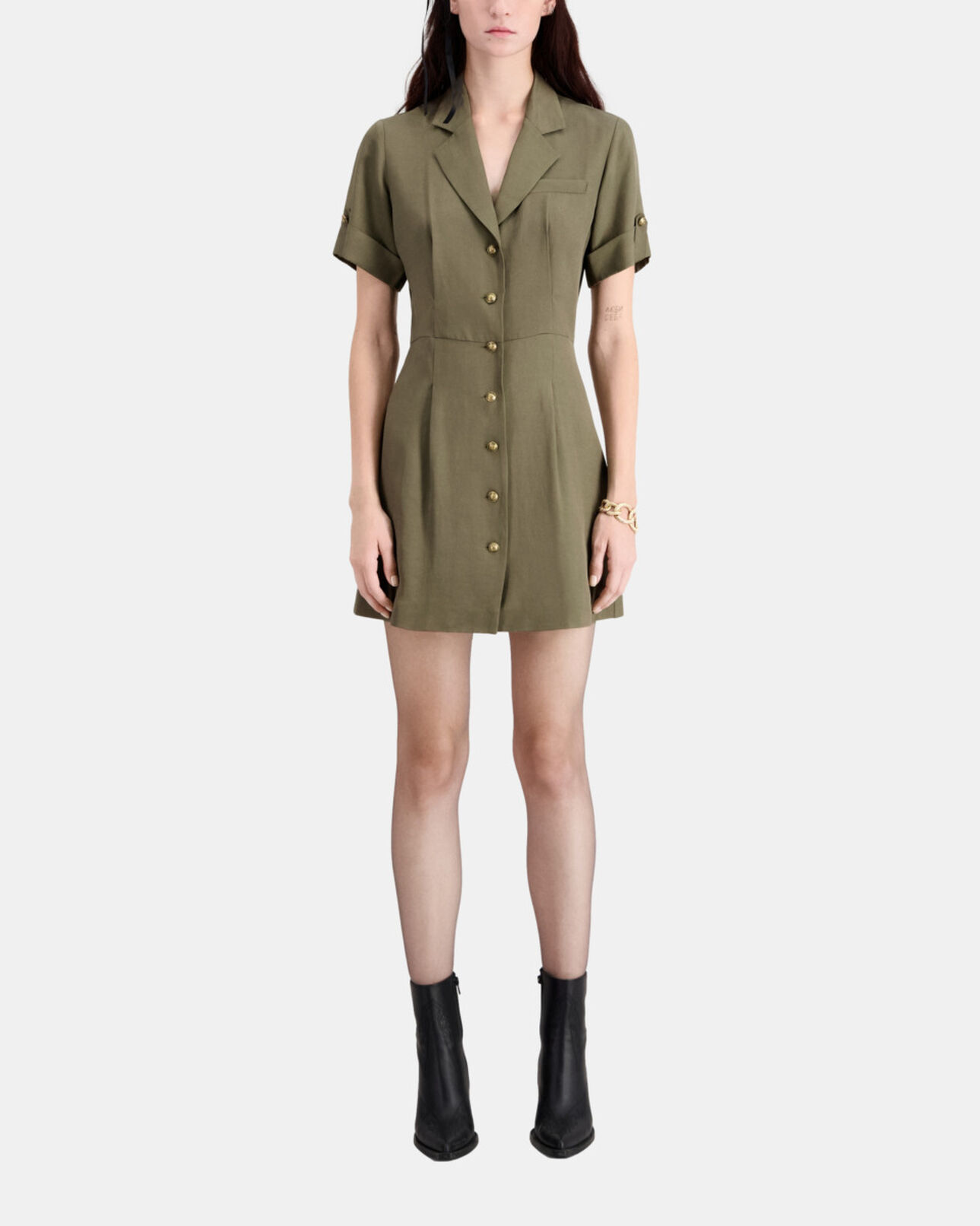 The Kooples WOMEN KAKI short khaki dress