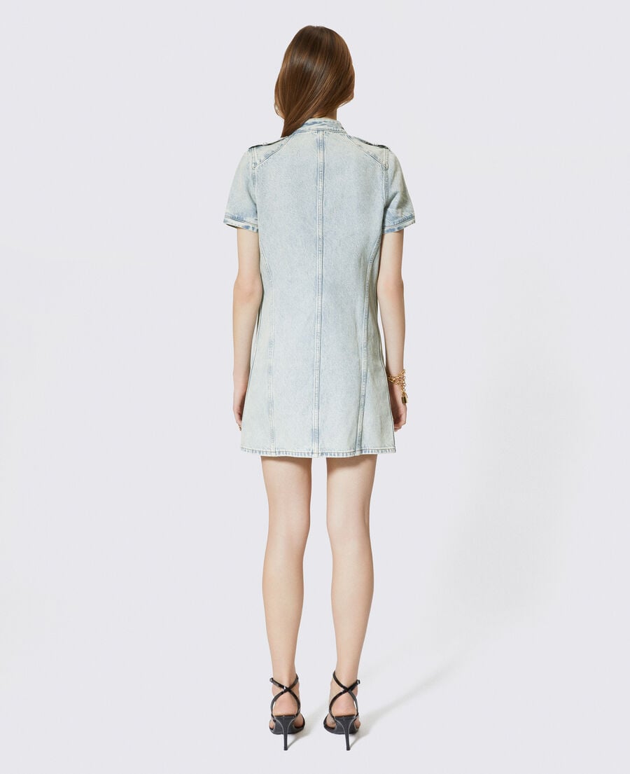 The Kooples FEMME BABY BLUE robe courte en denim bleue