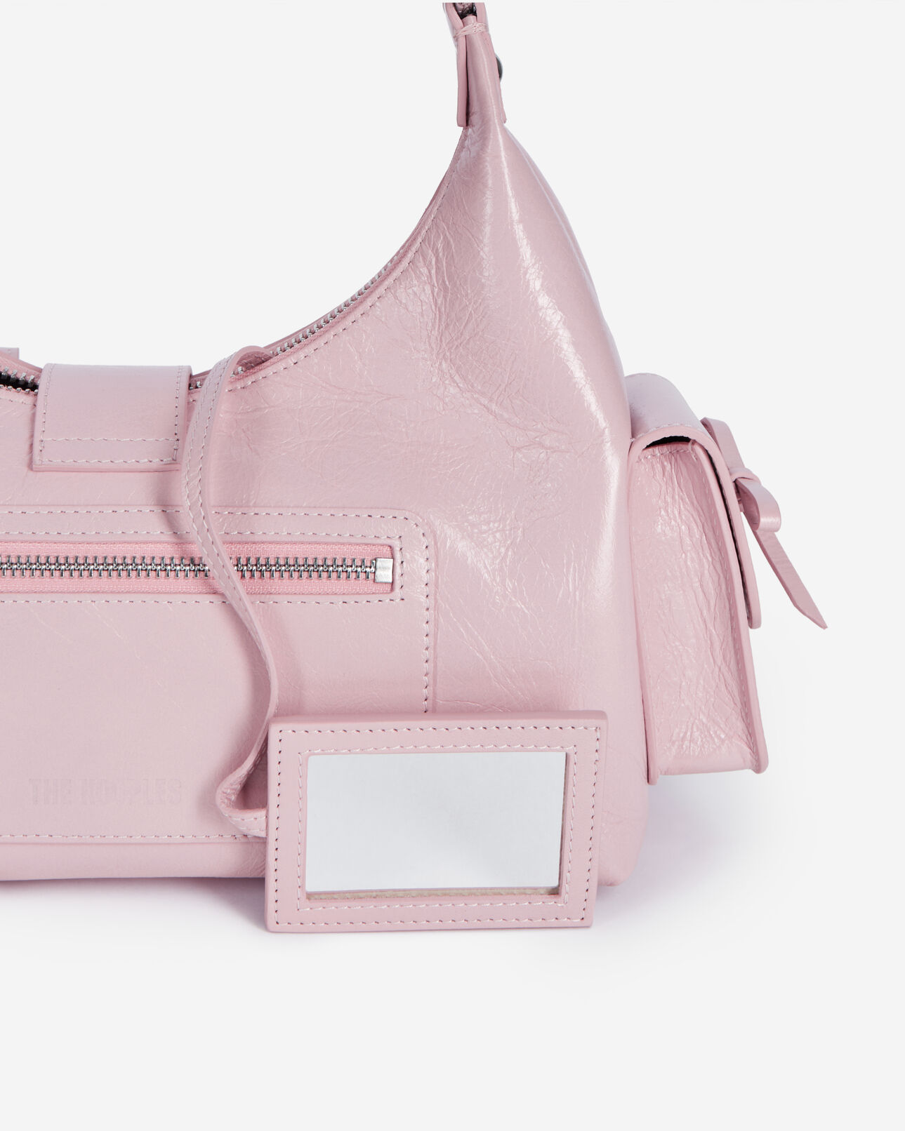 The Kooples FEMME PINK sac amelia chaîne en cuir craquelé rose