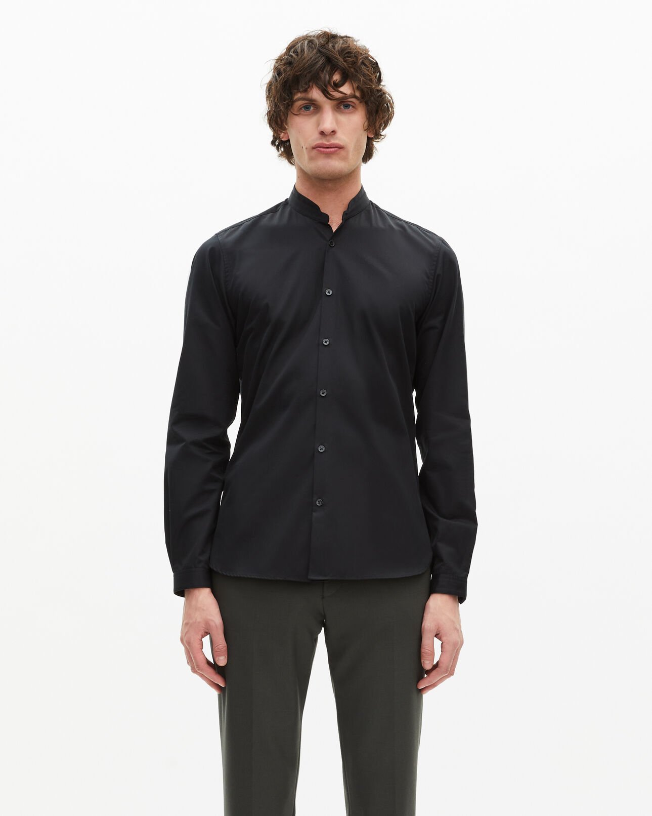 The Kooples MEN BLACK black shirt in smart twill