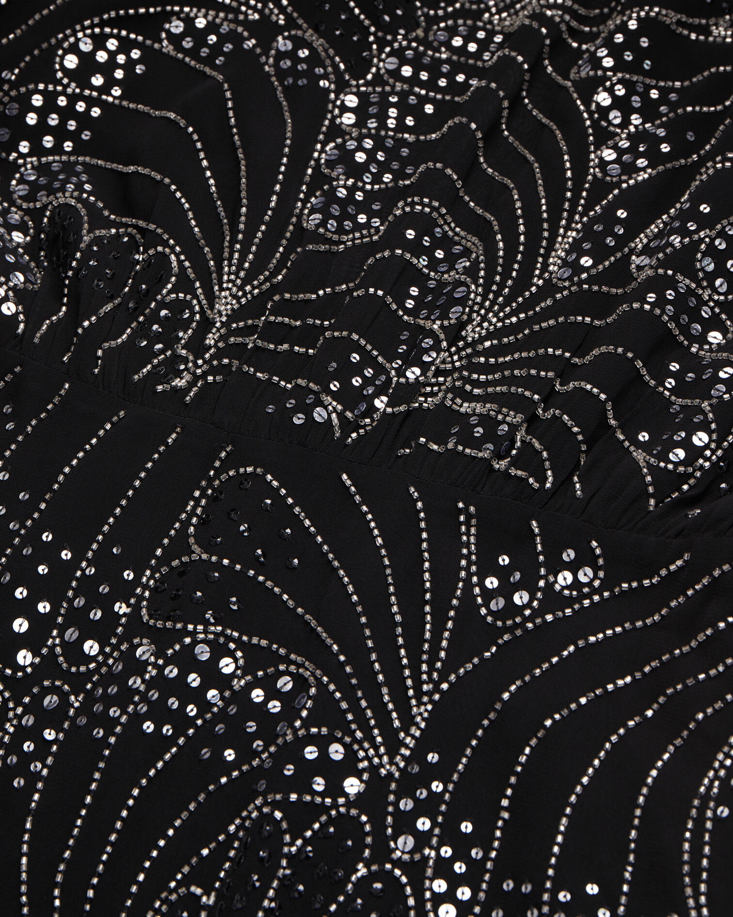Robe courte noire avec sequins et perles, BLACK, hi-res image number null