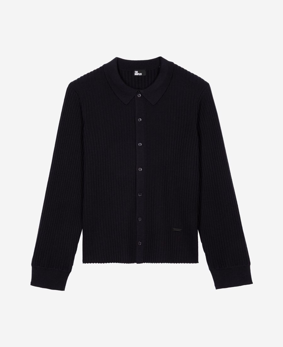 The Kooples H DARK NAVY navy ribbed cardigan