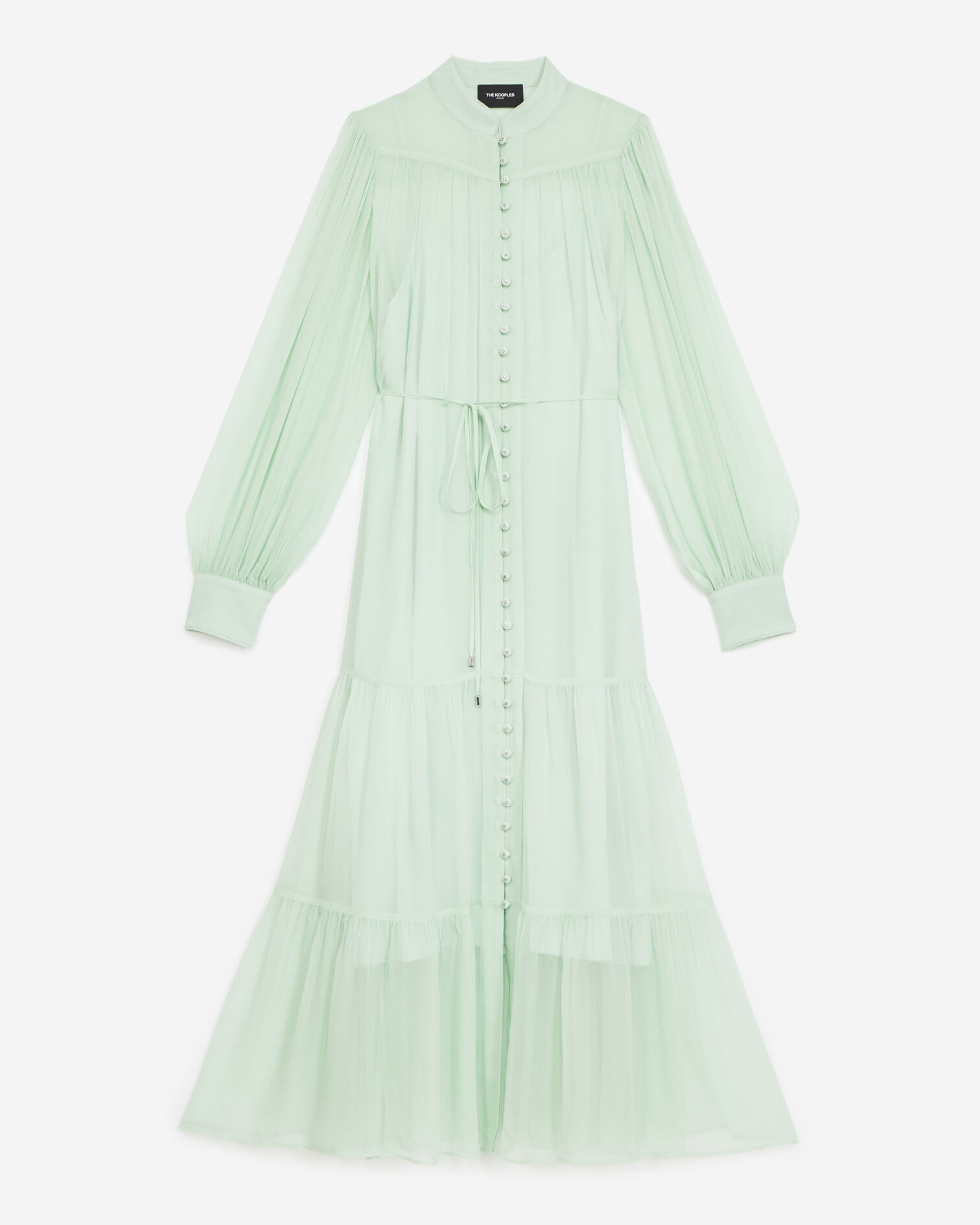 Long mint green dress with frills, MINT, hi-res image number null