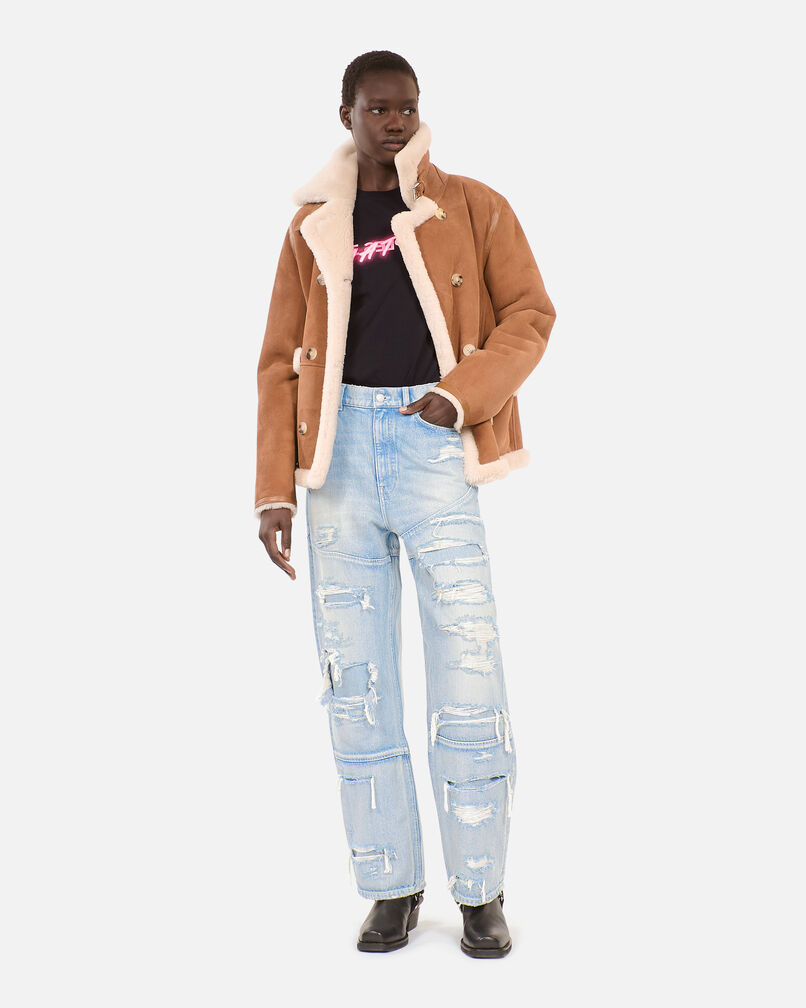 The Kooples FEMME USED RAPIECE jean boyfriend bleu clair