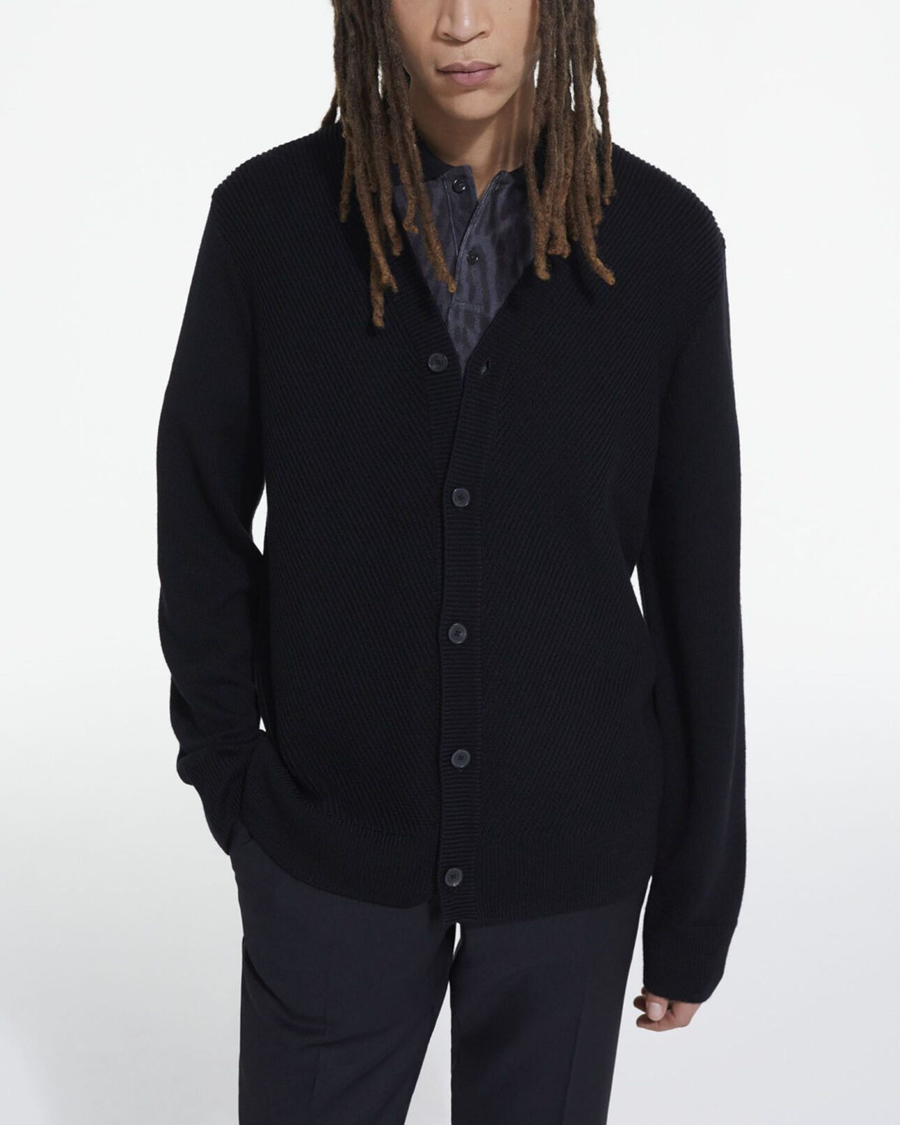 The Kooples MEN BLACK black wool cardigan