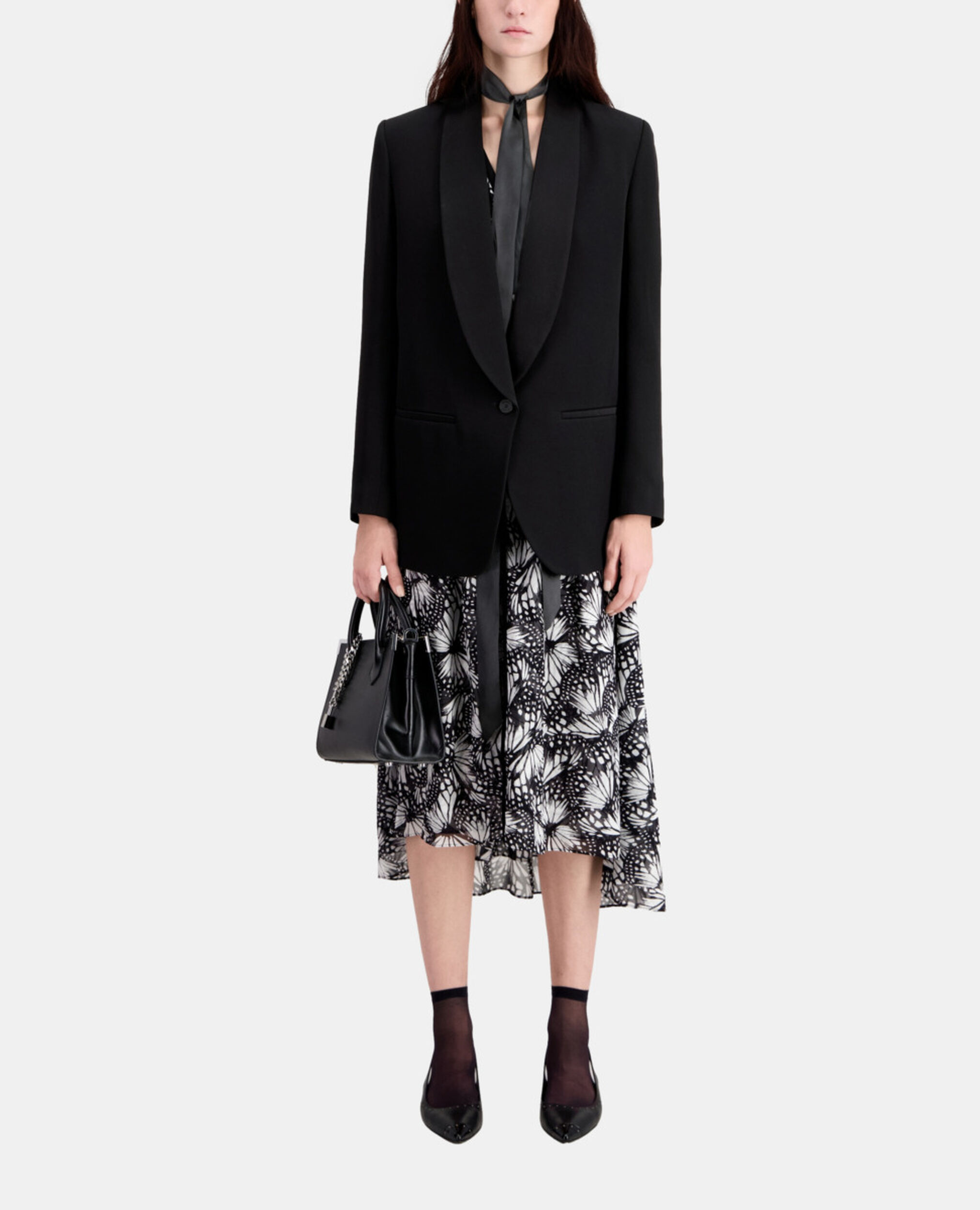 Black crepe suit jacket, BLACK, hi-res image number null