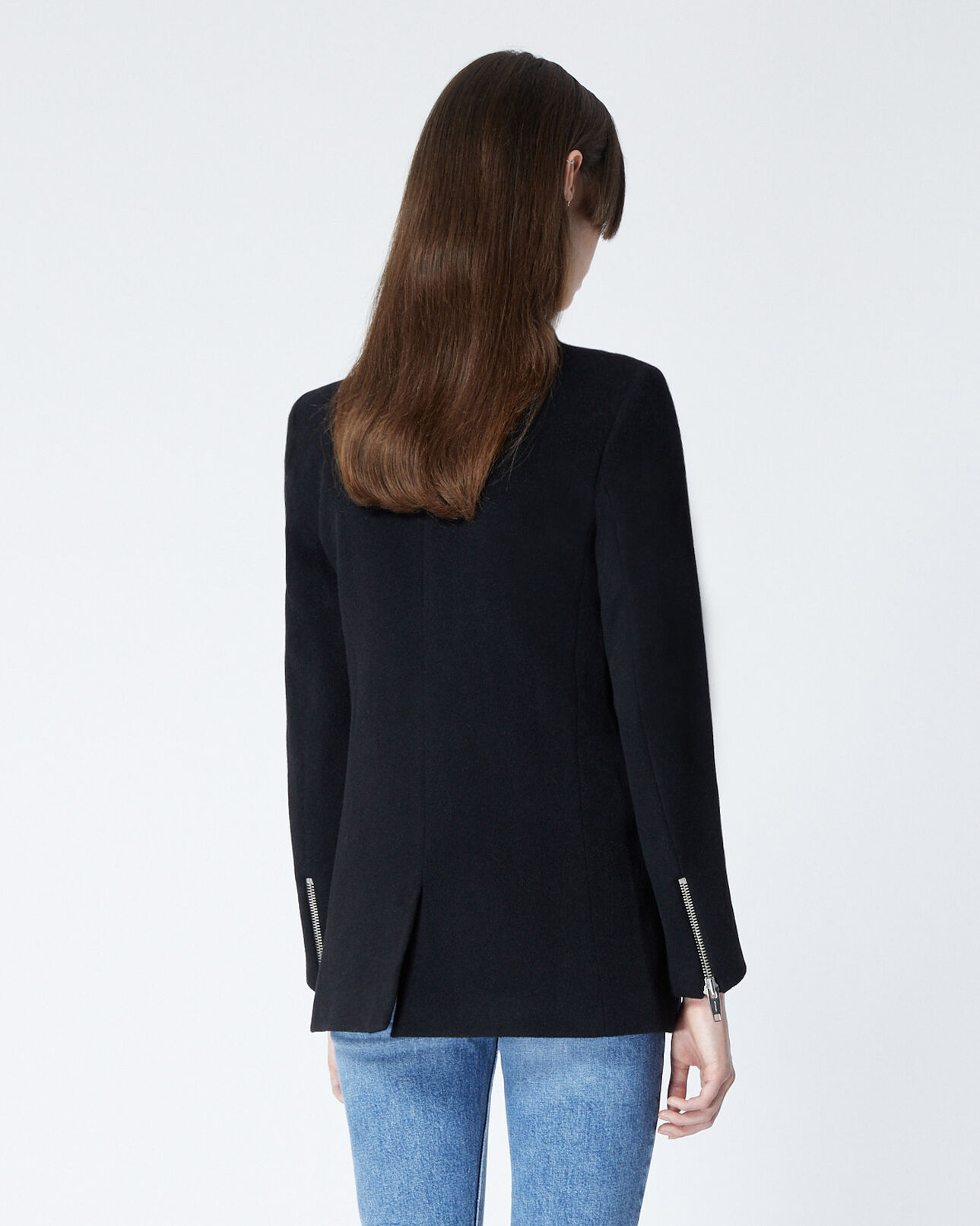 The Kooples FEMME BLACK veste noire laine cachemire zippée