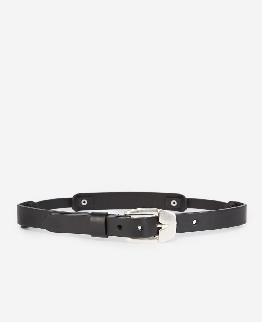 skinny leather belt with cut-outs