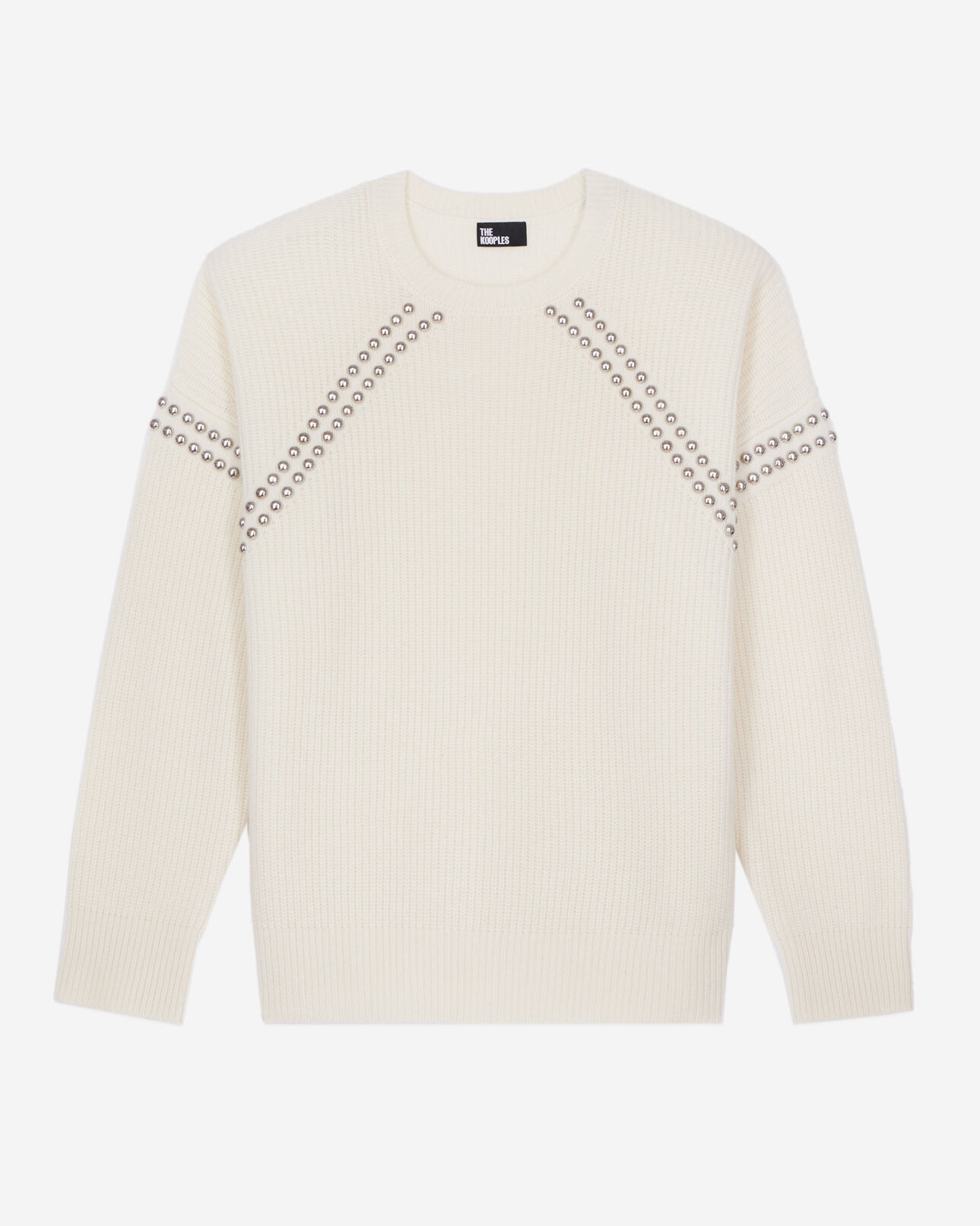 The Kooples MUJER ECRU jersey blanco crudo lana cachemira acanalados