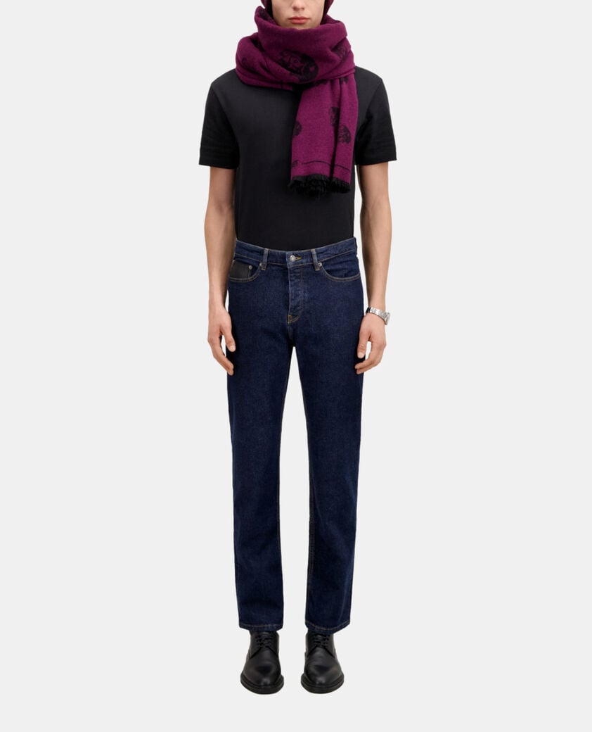 The Kooples HERREN BLUE BRUT blaue slim-jeans mit tasche aus leder