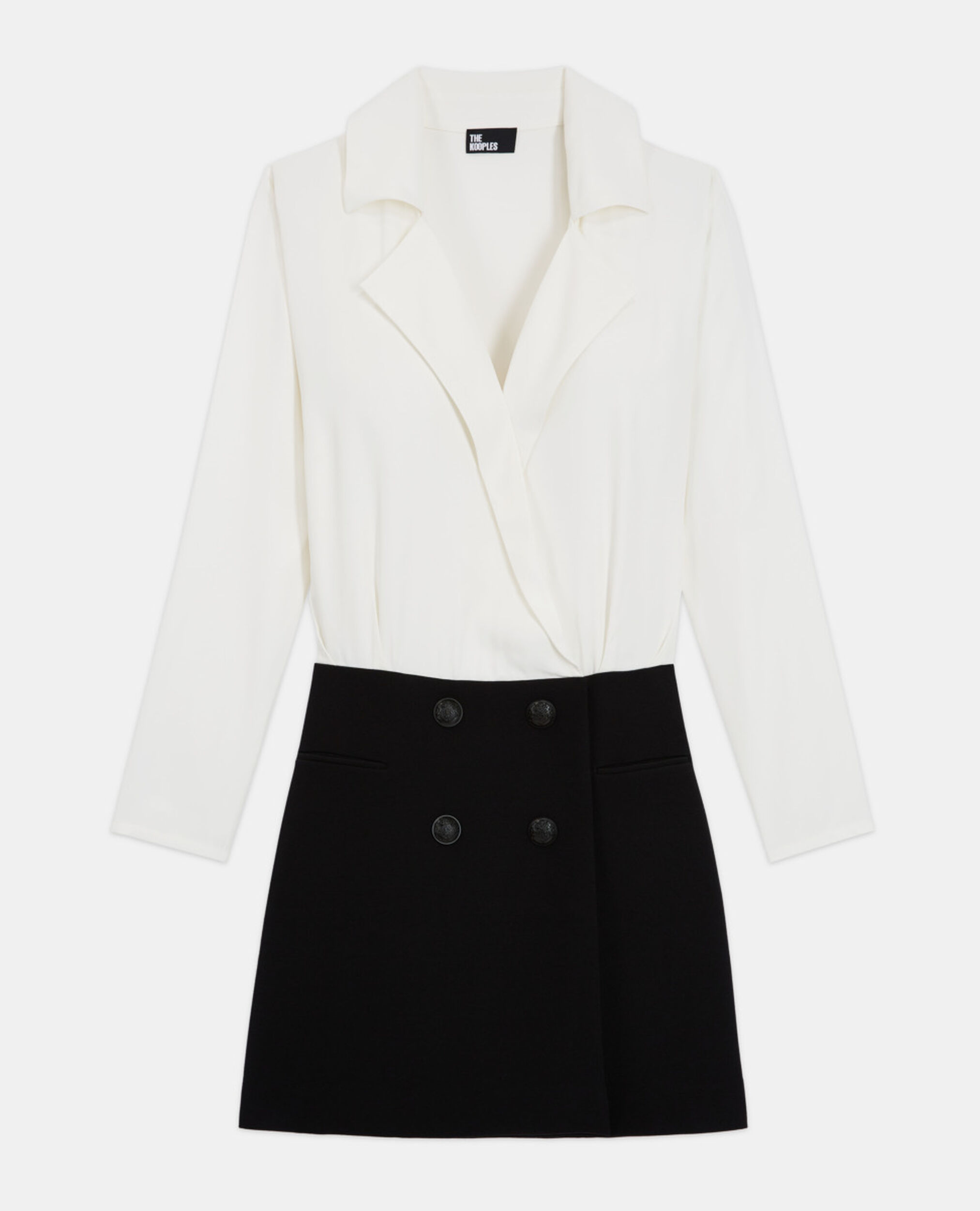 Vestido corto bicolor, BLACK WHITE, hi-res image number null