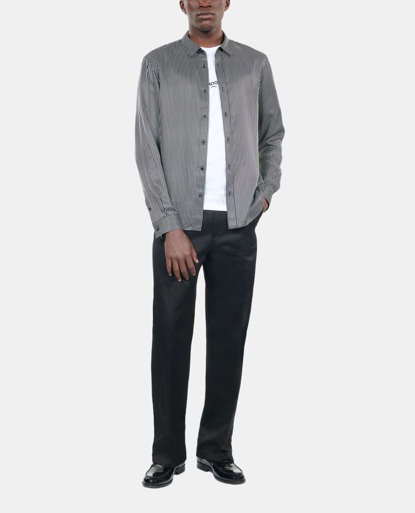 The Kooples HOMME BLACK WHITE chemise à rayures noires et blanches