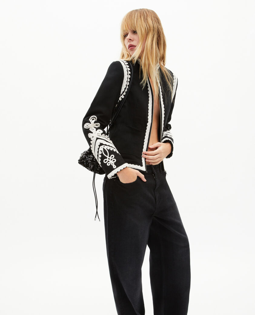 The Kooples WOMEN BLACK black cotton embroidered jacket