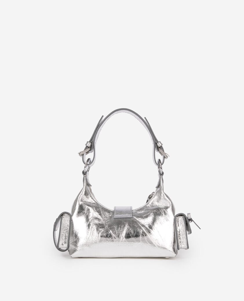 The Kooples FEMME SILVER sac amelia small en cuir craquelé argent