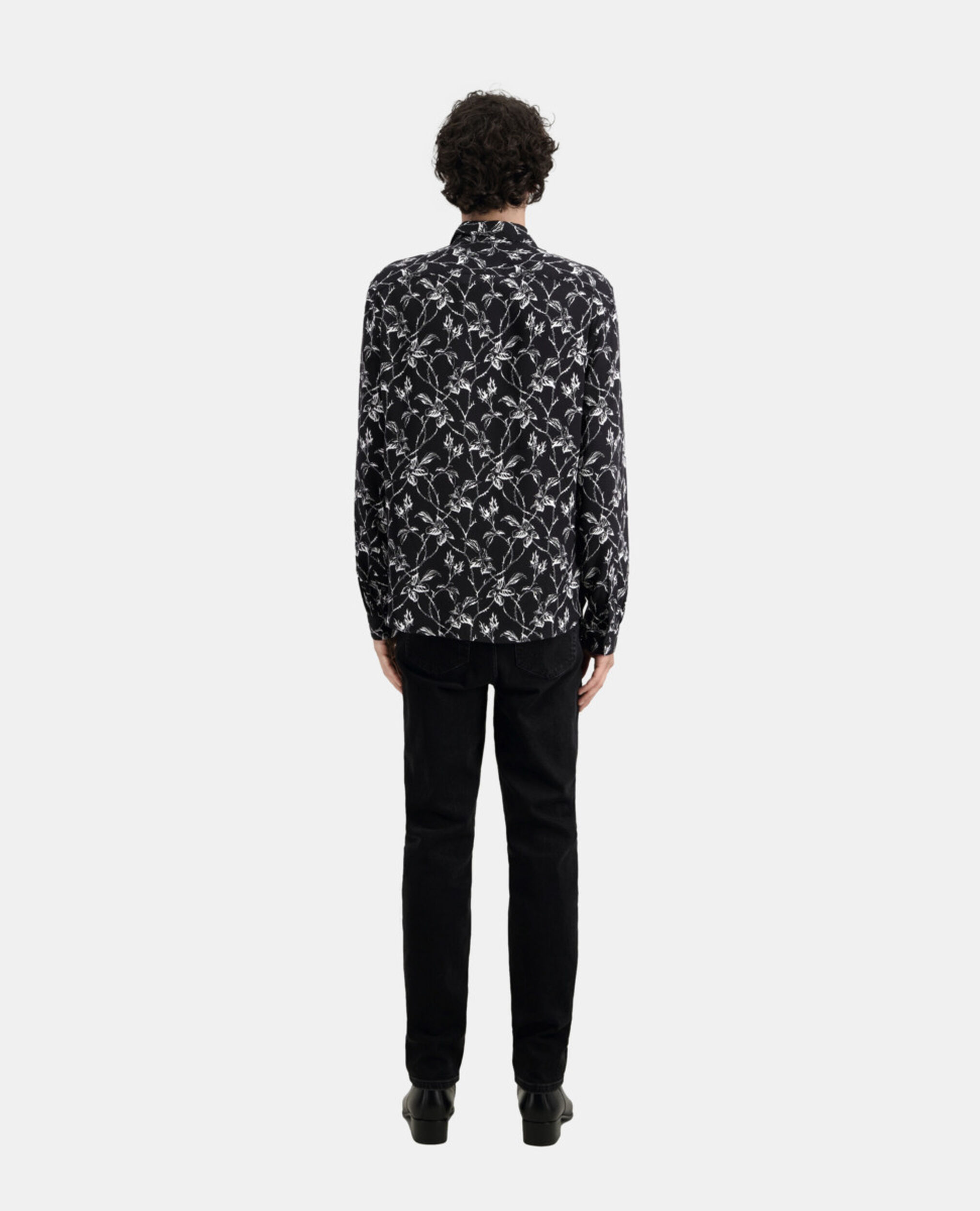 Printed shirt, BLACK WHITE, hi-res image number null