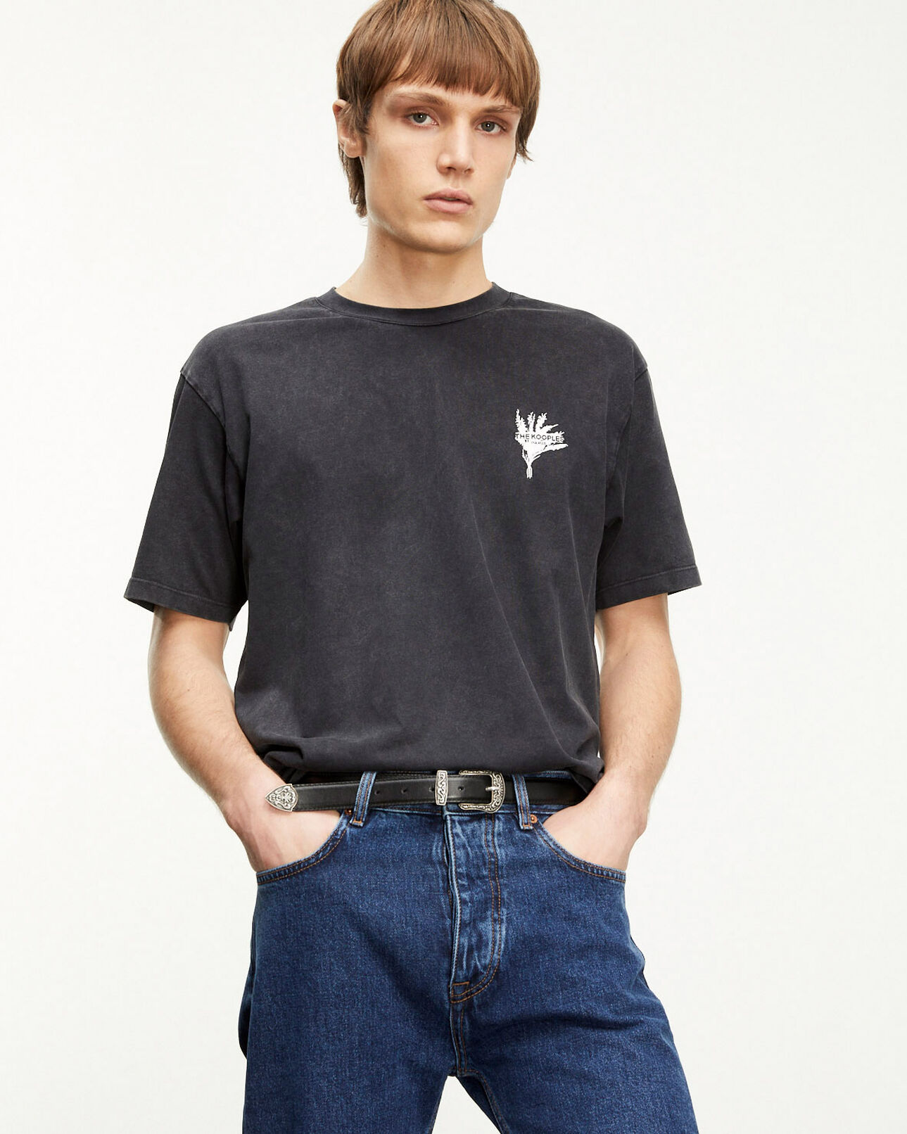 The Kooples MEN BLACK WASHED black t-shirt