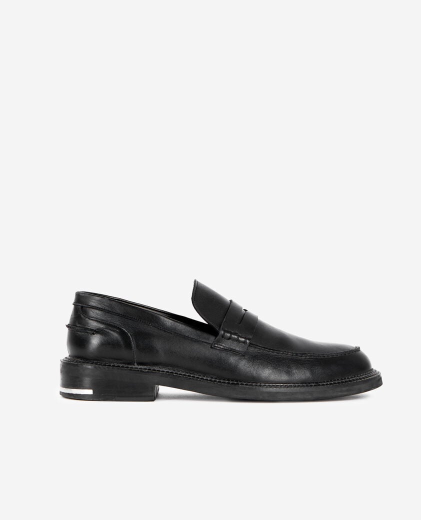The Kooples H BLACK black leather penny loafers