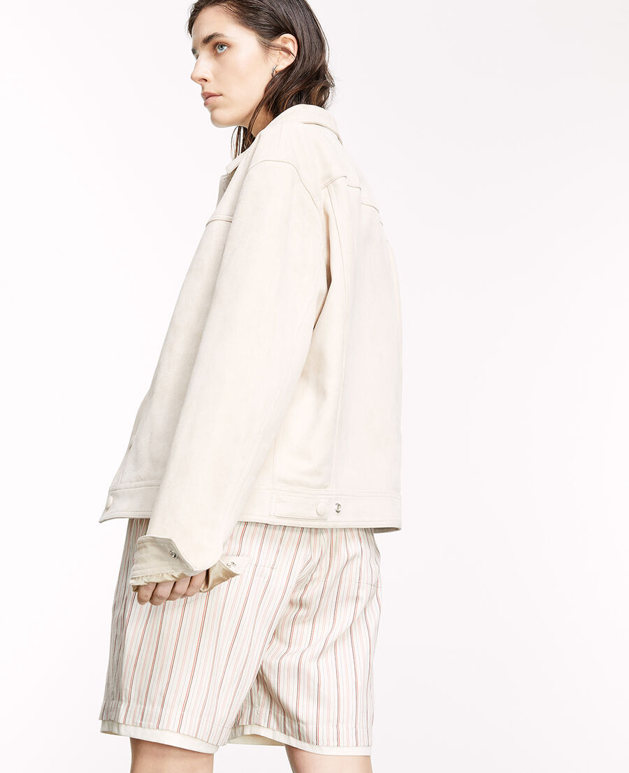 suede-like beige leather shirt w/buttons