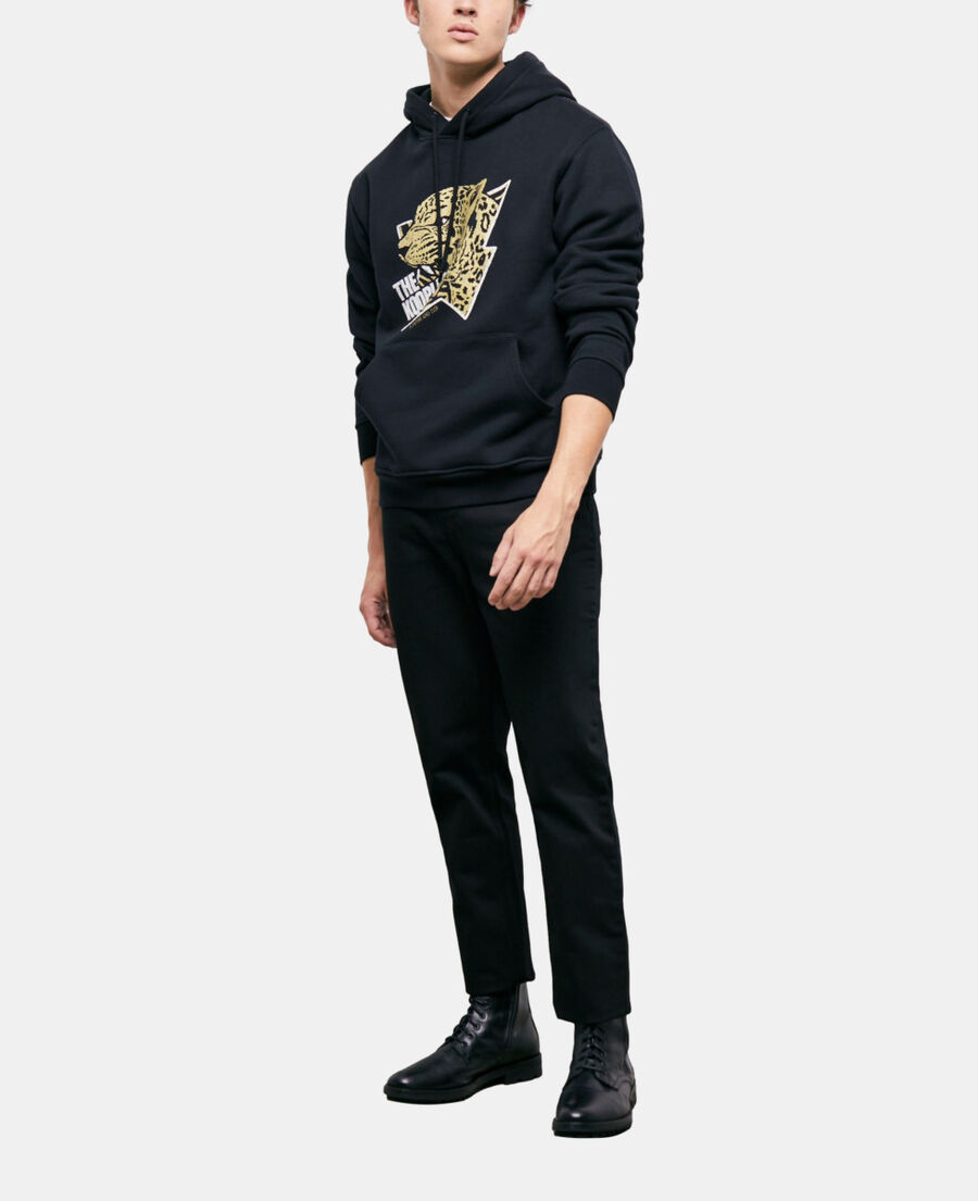 kapuzensweatshirt mit tiger-siebdruck