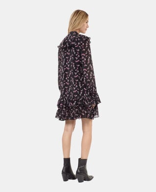 The Kooples WOMEN BLACK floral print ruffled short dress
