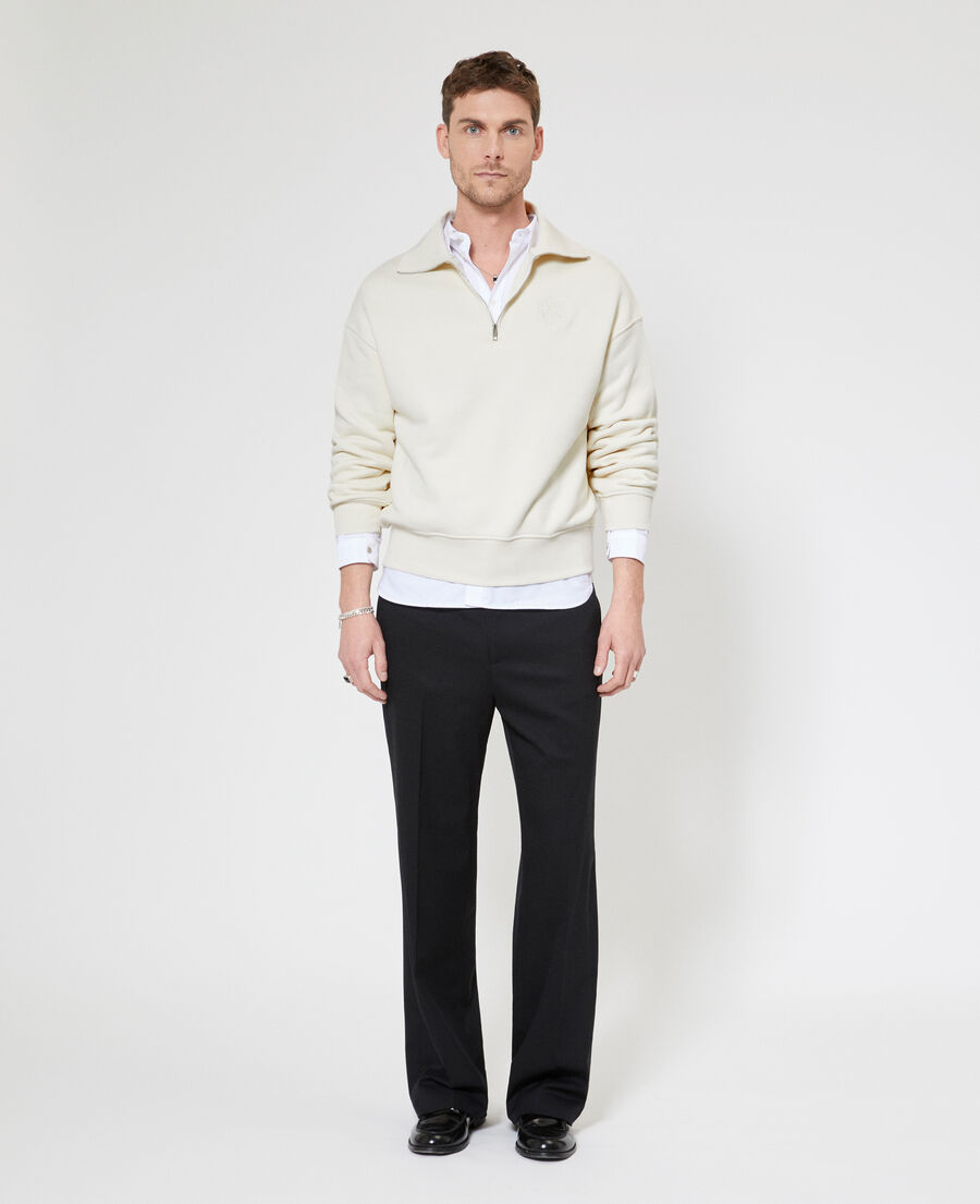 The Kooples MEN LIGHT BEIGE beige trucker-neck sweatshirt