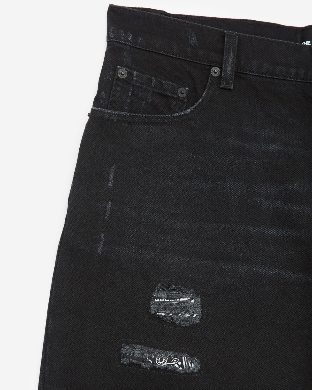 The Kooples MEN BLACK WASHED ripped black denim shorts