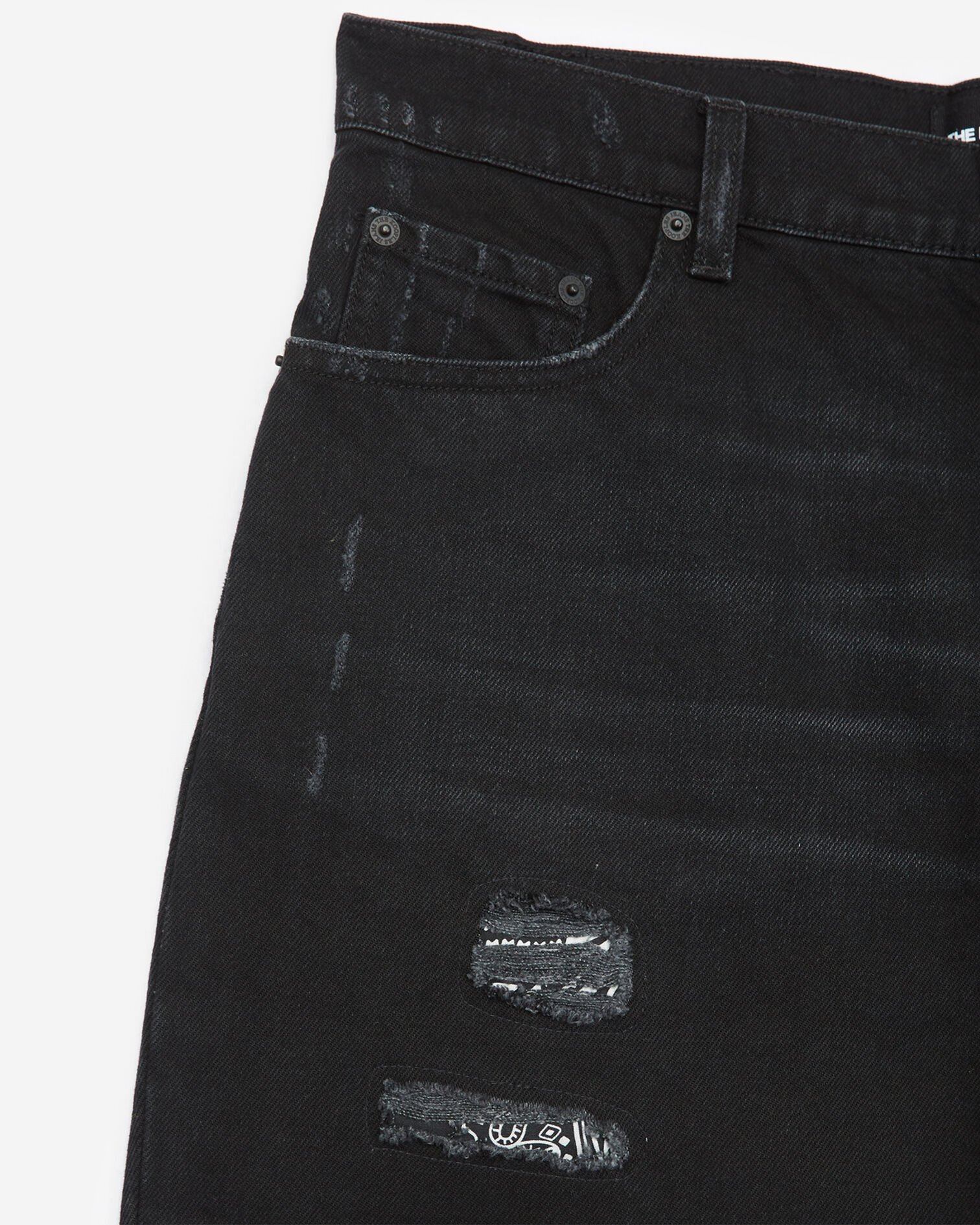 Ripped black denim shorts, BLACK WASHED, hi-res image number null