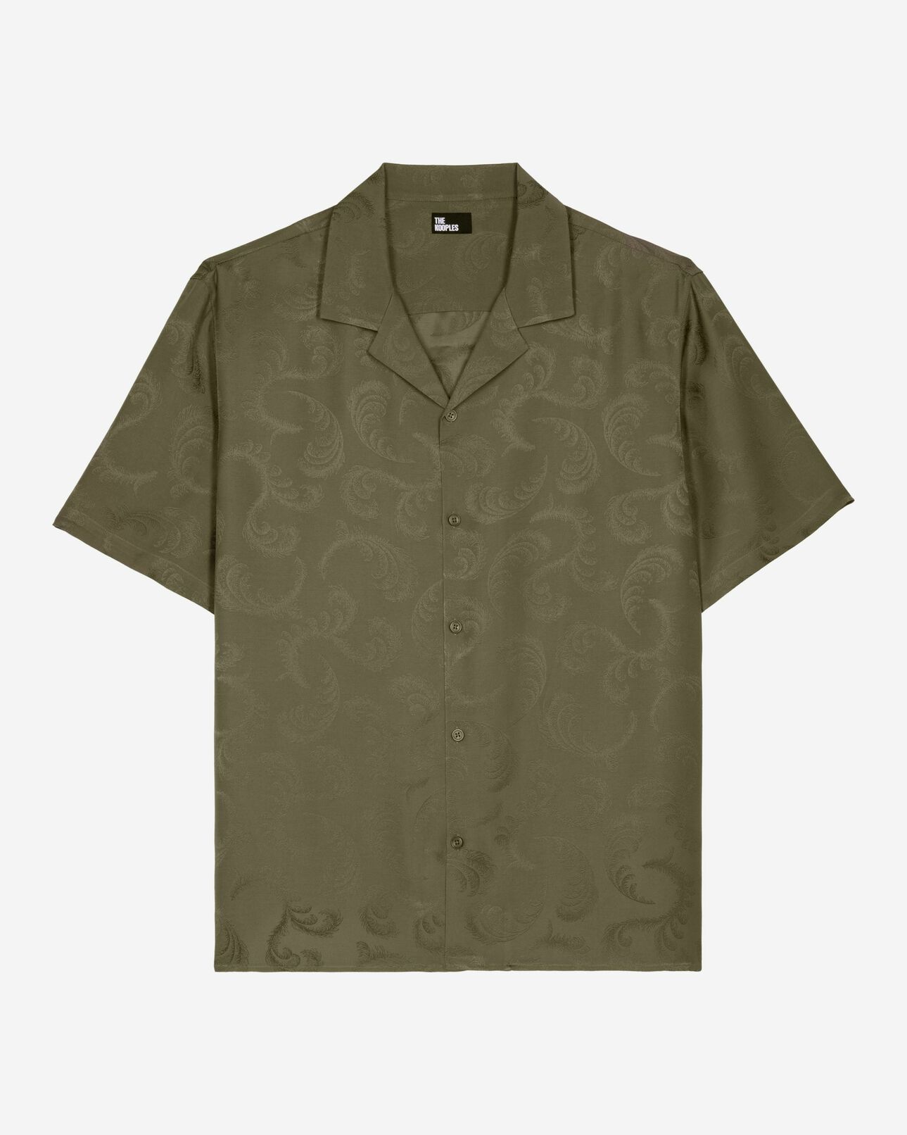 The Kooples H OLIVE KAKI short-sleeved khaki jacquard shirt