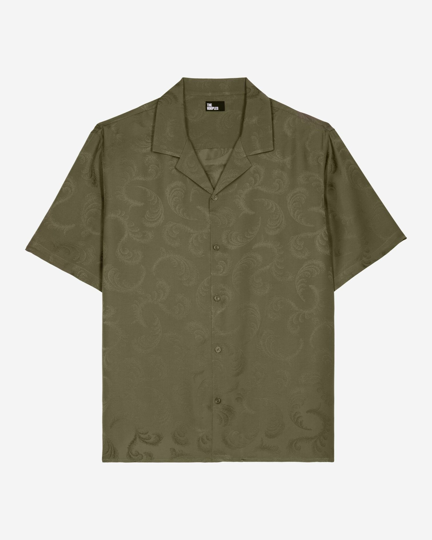 Short-sleeved khaki jacquard shirt, OLIVE KAKI, hi-res image number null