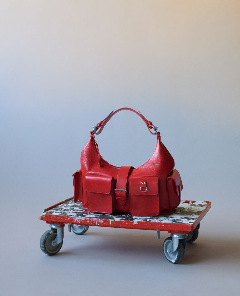 The Kooples F RED red vintage treatment leather amelia bag