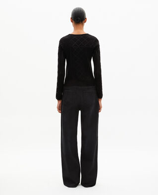 The Kooples WOMEN BLACK black rhinestone and pearl sweater