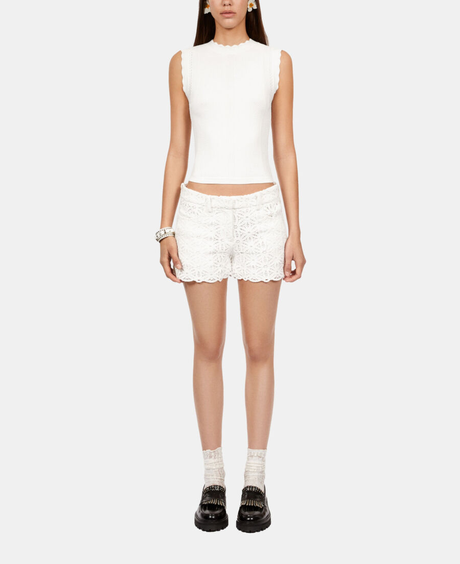 white short knit top