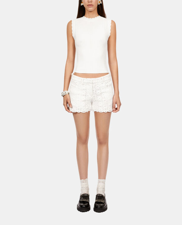 top court blanc en maille