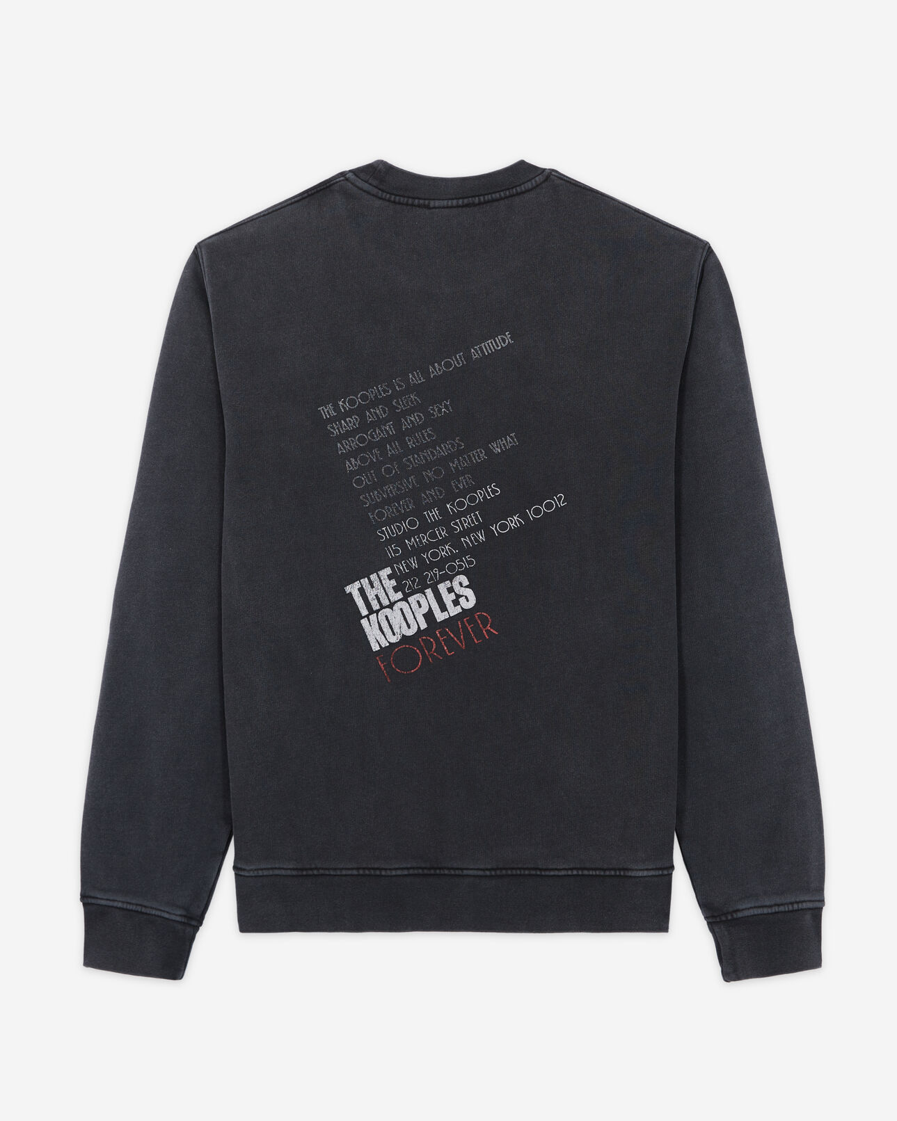 The Kooples HOMME BLACK WASHED sweatshirt sérigraphié tigre noir