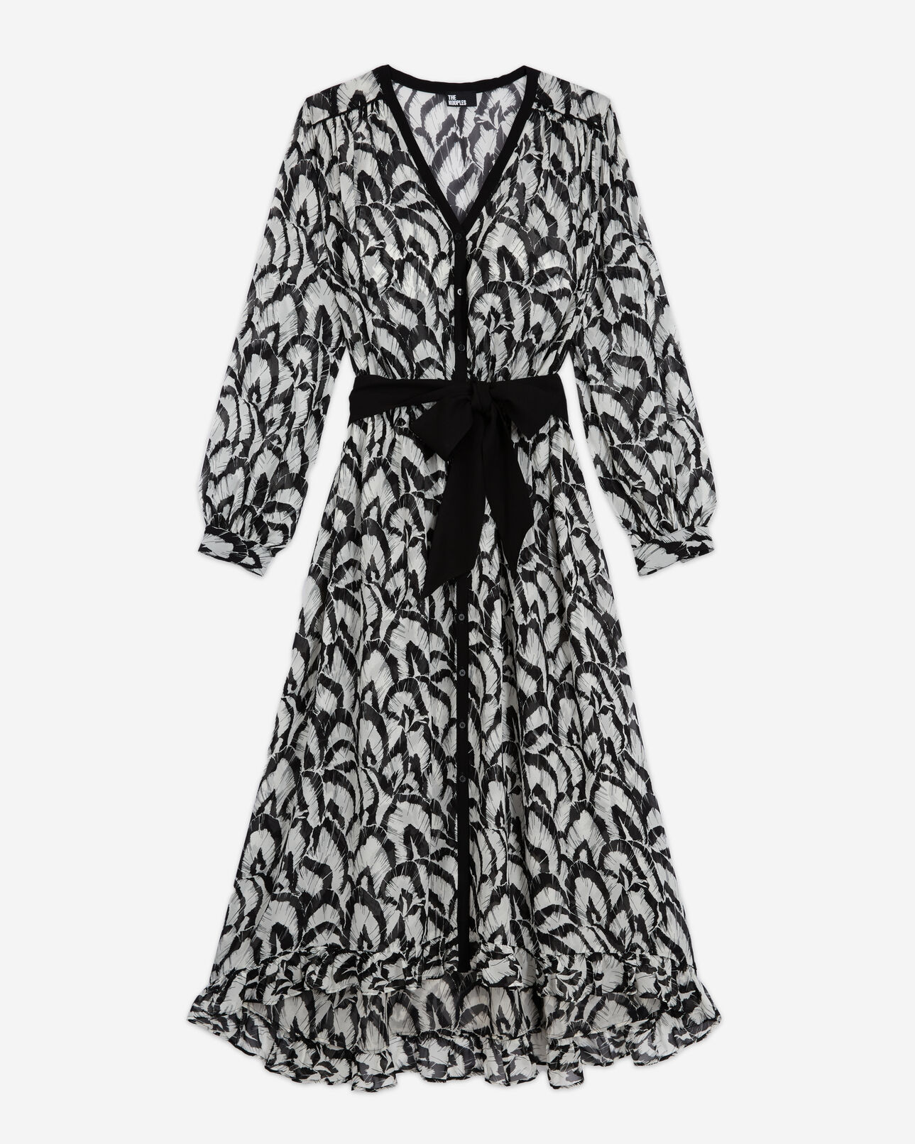 The Kooples WOMEN OFF WHITE / BLACK long printed dress