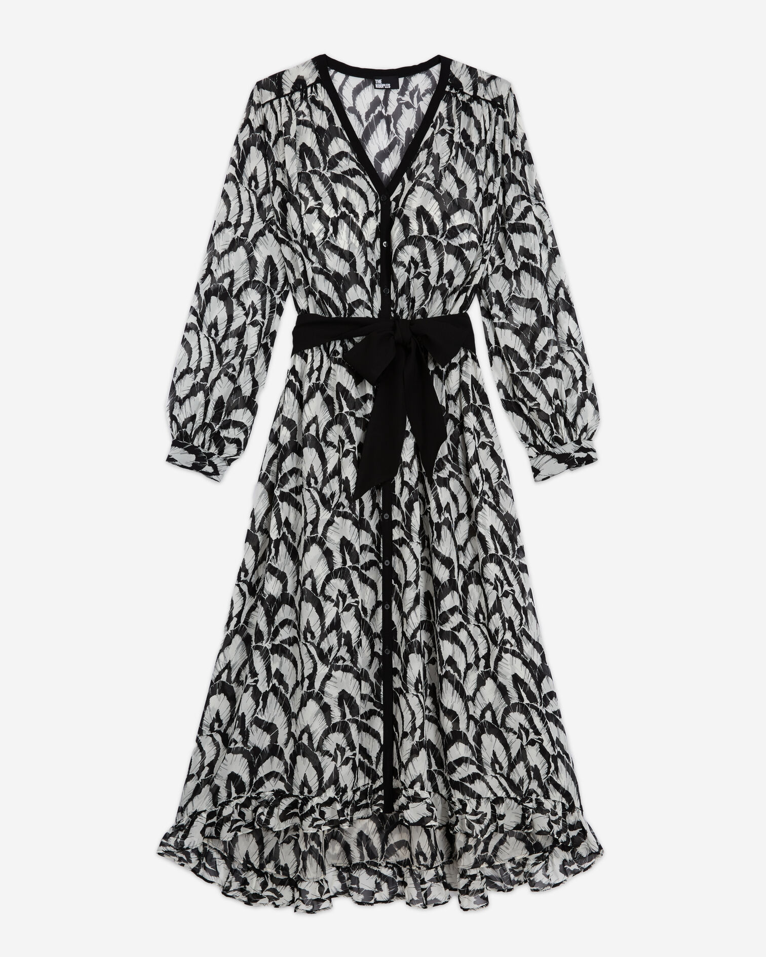 Long printed dress, OFF WHITE / BLACK, hi-res image number null