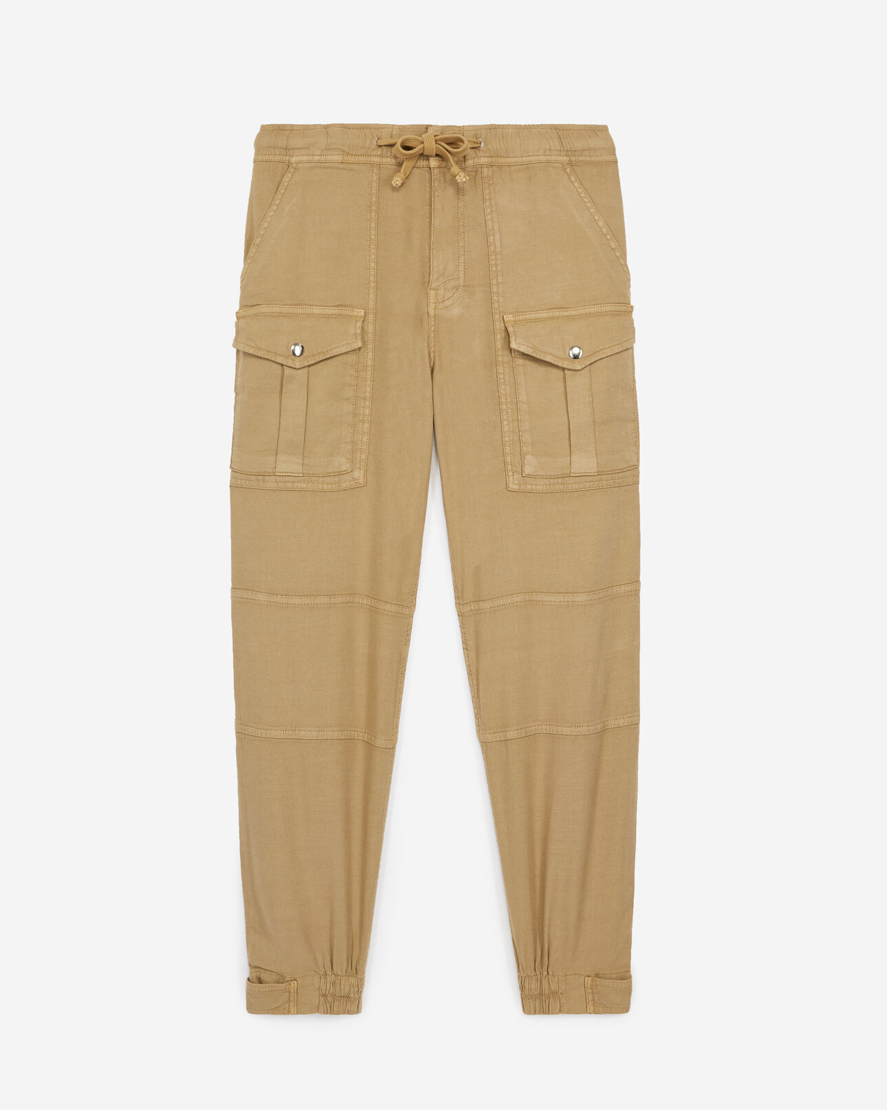 The Kooples FEMME BEIGE-BROWN pantalon coton kaki style militaire