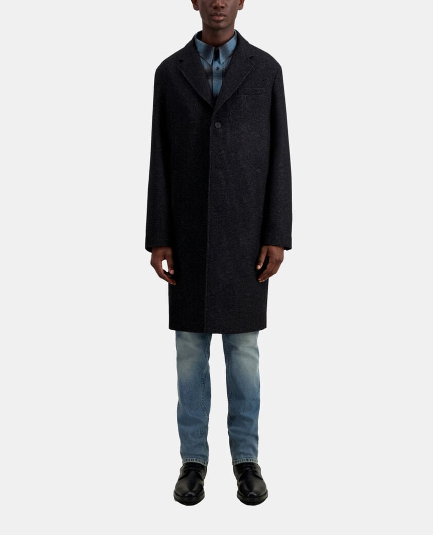 The Kooples HOMME BLACK GREY manteau noir long en laine mélangée