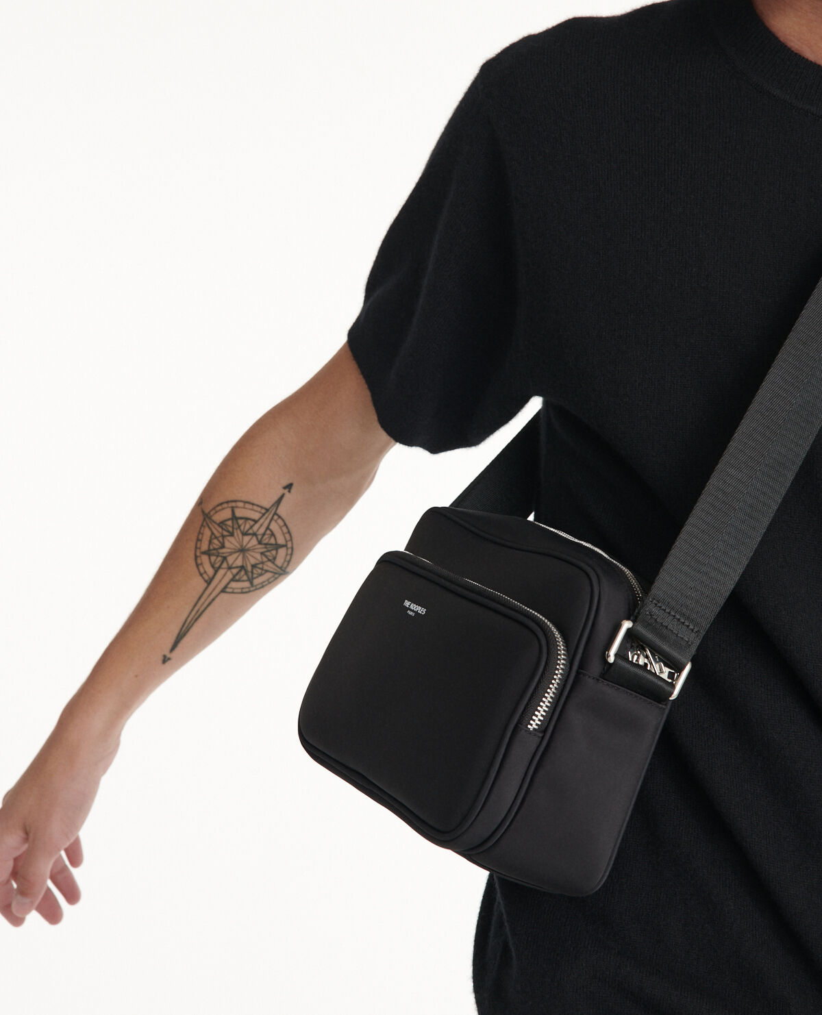 Black nylon messenger bag The Kooples US