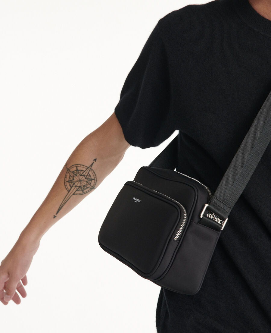 black nylon shoulder bag with logo